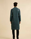 alt message - Manyavar Men Teal Blue Chikankari Kurta Set image number 5